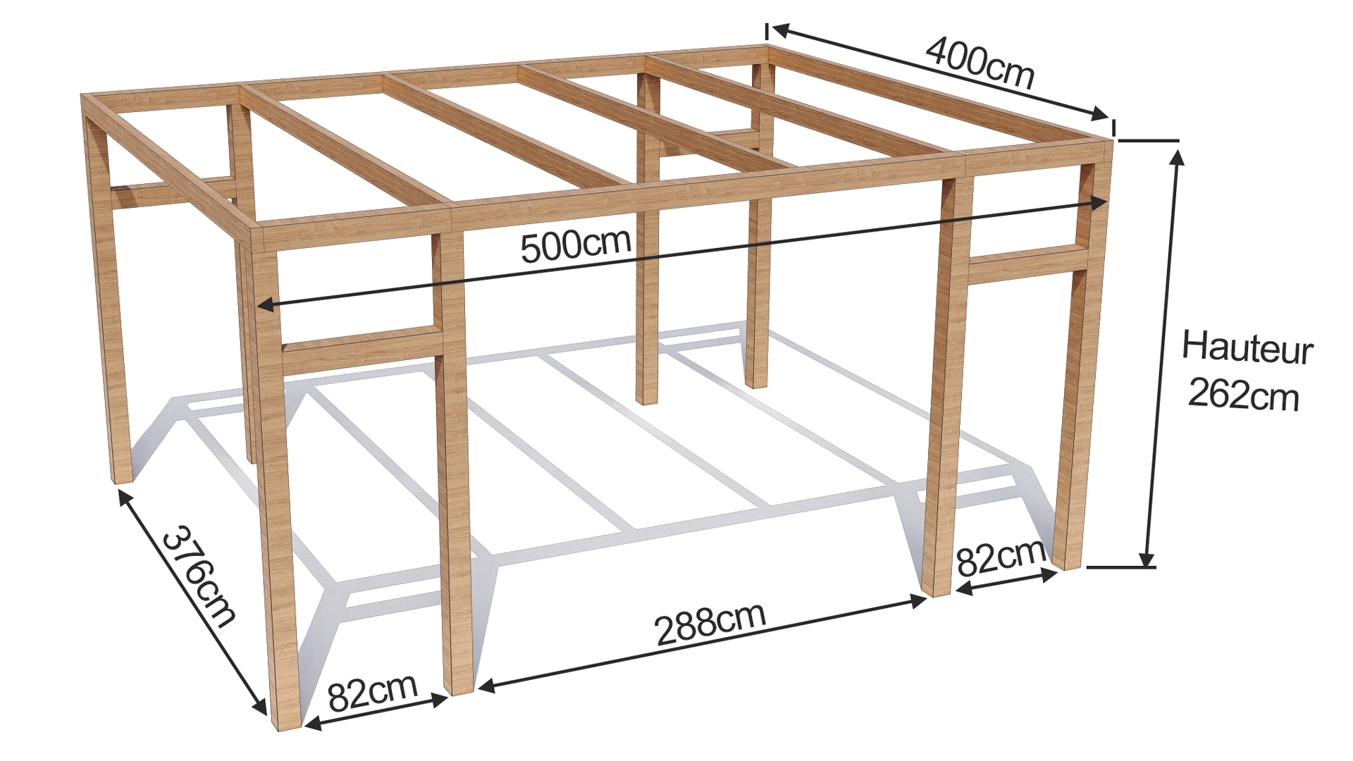 dimensions d'une pergola bois lisa 5mx4m